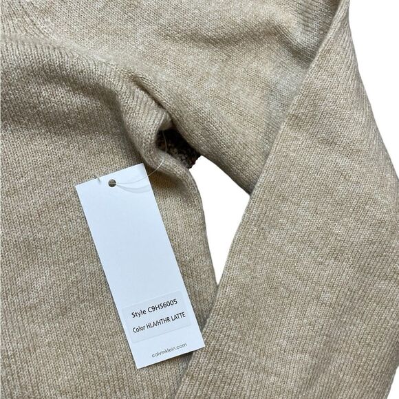 NWT CALVIN KLEIN Cowl Neck Sweater Heather Latte Size Medium - Picture 6 of 7